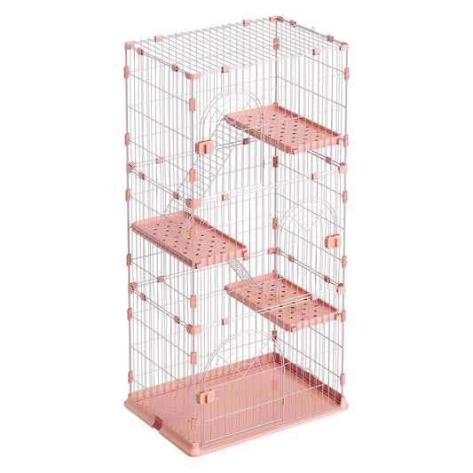Four Tier Indoor Cat Playpen With Ladders And Detachable Kennel