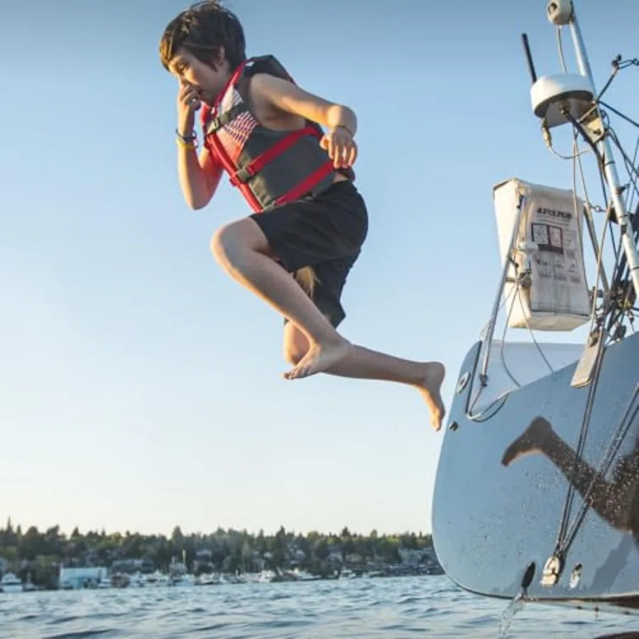 Life Jacket 50-90 lbs - Coast Guard Approved Life Vest - Type III PFD for Boys and Girls - Secure and Adjustable Fit for Swimmi